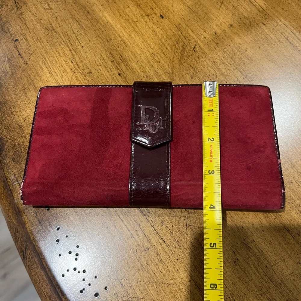 Christian Dior Burgundy Suede Wallet vintage w/ kisslock